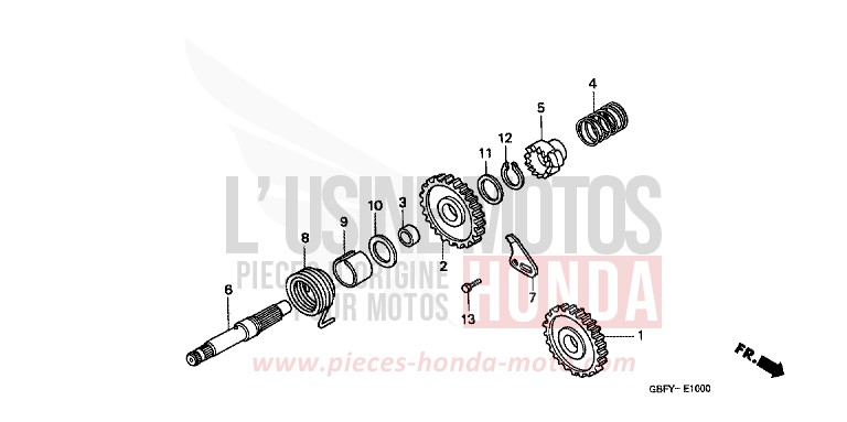 KICKSTARTERSPINDEL von CR80R "große Räder" EXPLOSION RED (R254) von 2000